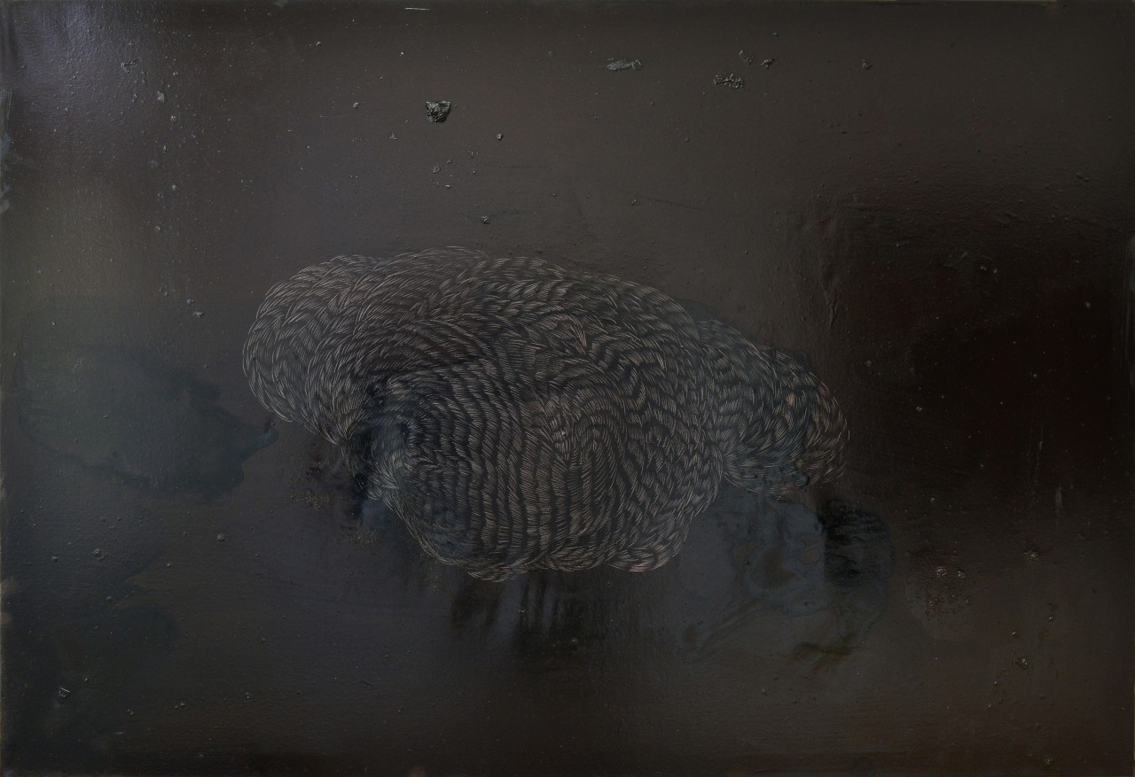 Vulcano sleeping No.6 | oil/bitumen + pencil on canvas | 110 x 158 cm | 2013