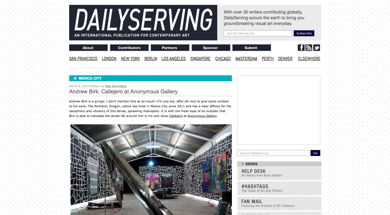 DAILYSERVING - Andrew Birk: Callejero at Anonymous Gallery