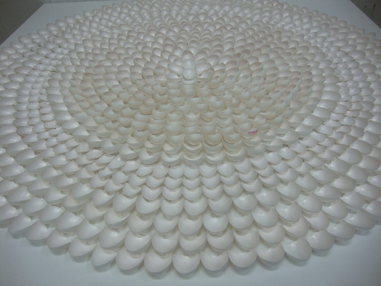 NANO 947, 2012, invisible nano color on eggshells on canvas, 150x150x8 cm