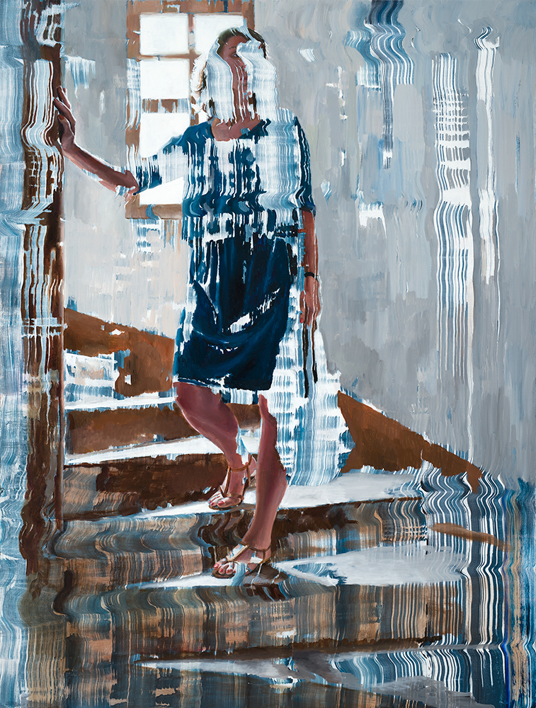 Thin Blue Pulse, 2016, 165 x 125 cm, oil and acrylic on canvas