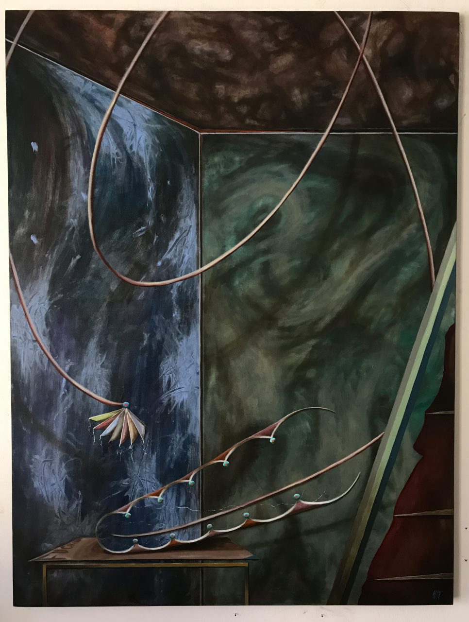 under the midnight sun, 105 x 140cm, oil on nettle, 2017