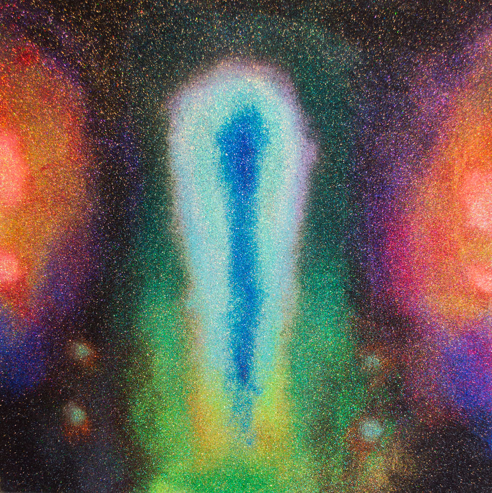 Seed of Light 6, 2017, 110cm x 110cm, glitter on burlap