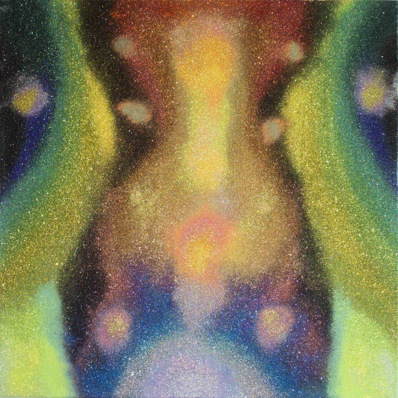 Transmutation 4, 2017, 110cm x 110cm, glitter on burlap