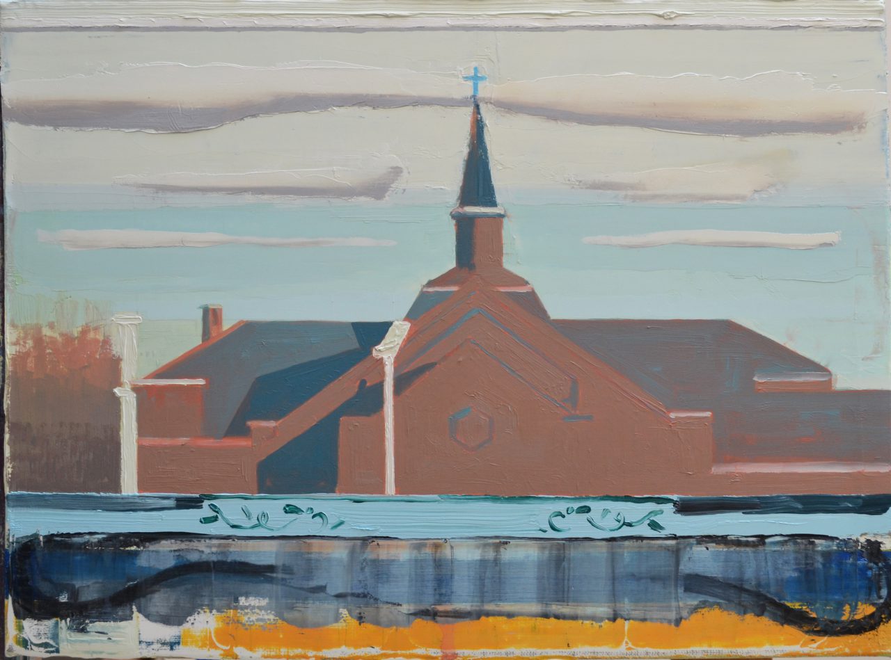 Kerk achter het station, 2018. Oil on linen, 30x40cm. [private collection]
