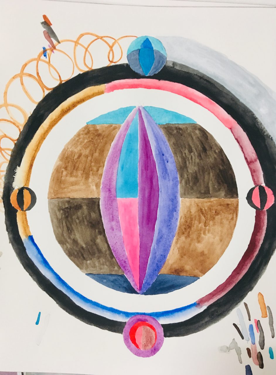circles rising, watercolour on paper, 2018