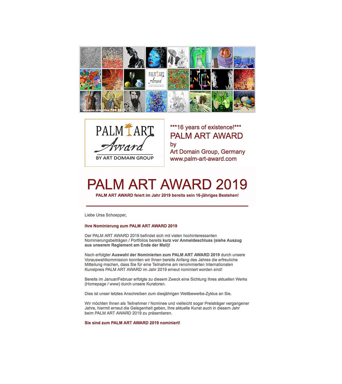 Nomination Palm Award 2019