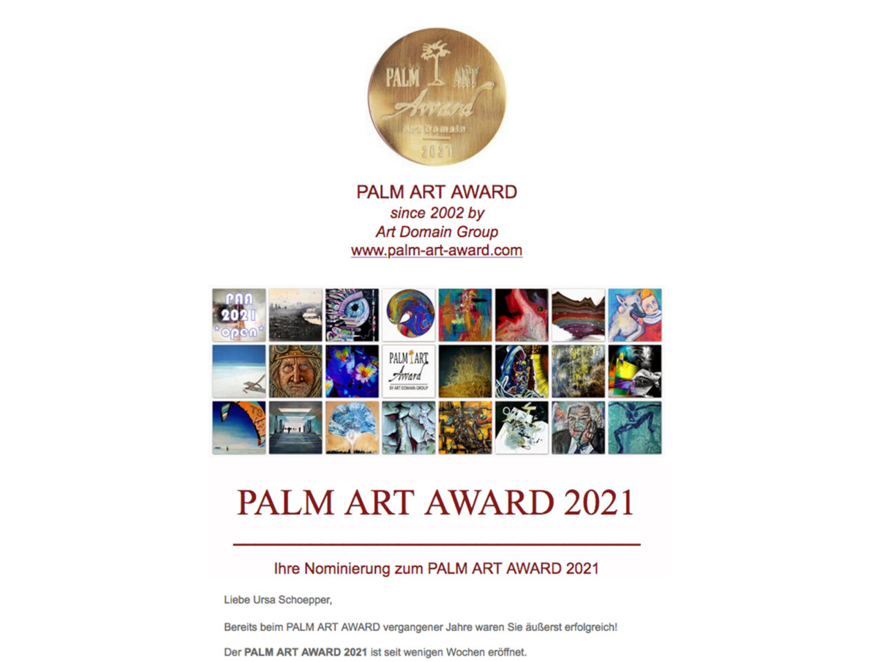 NOMINIERUNG PALM ART AWARD 2021