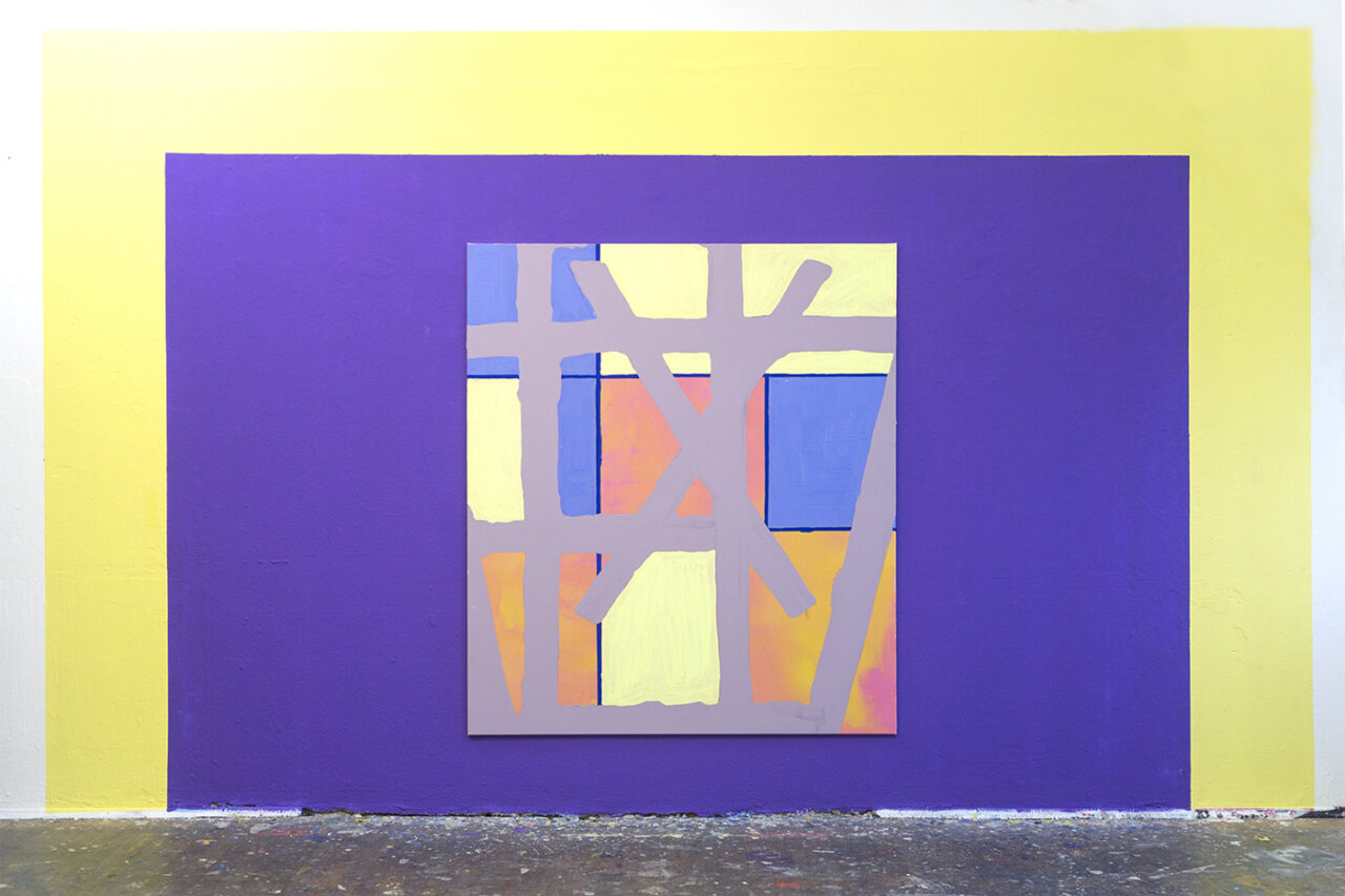 Bunkerpainting set 3, 2021 Acryl,Vinyl,Leinwand,Dispersion auf Wand 256 x 420 cm