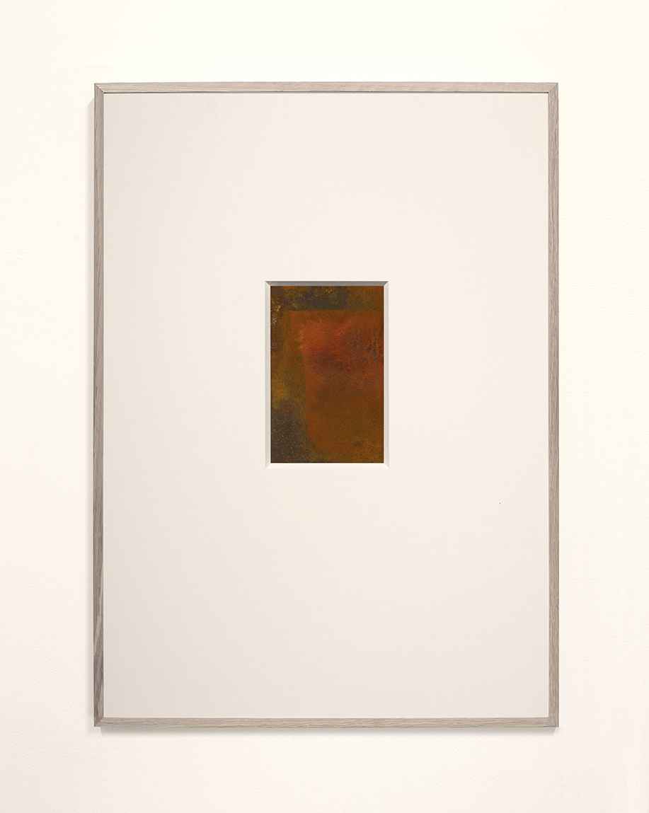 SILENT VOICE (II) 2022 iron oxide and mild steel, image area: 14.0 x 9.0 cm  overall size: 60.0 x 42.0 cm (private collection UK)