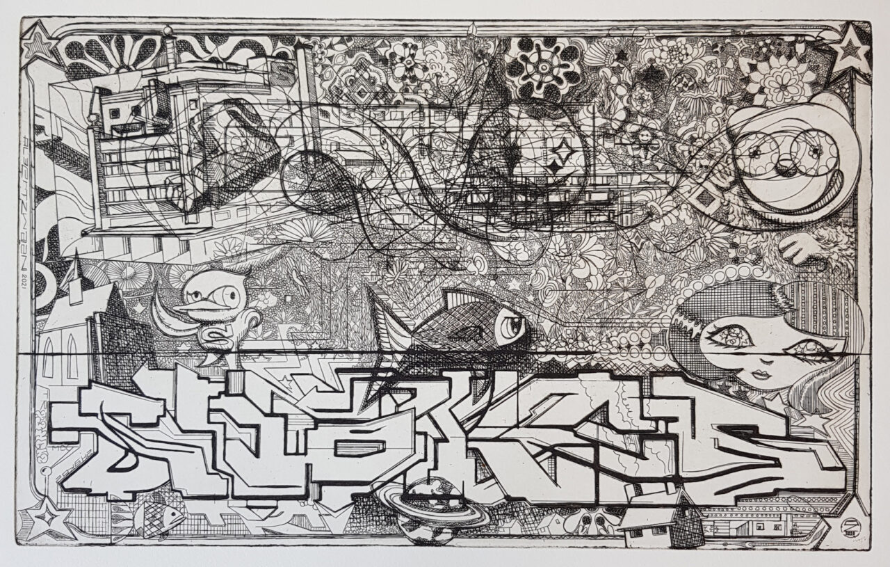 Urban Landscape, etching 2021, 25x40cm, 5th state.