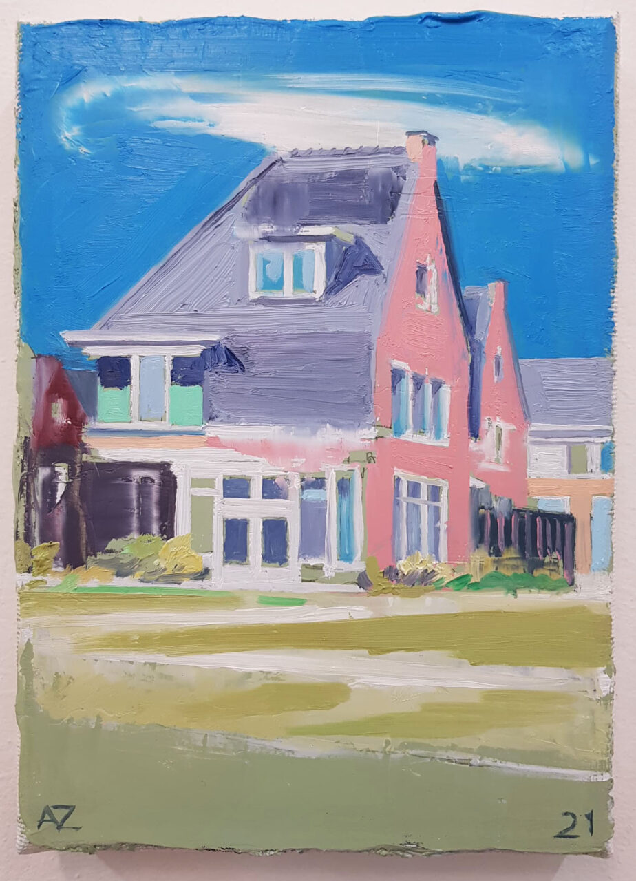 New Building Retro Style House (NL) 2021, oil on canvas, 18x13cm 