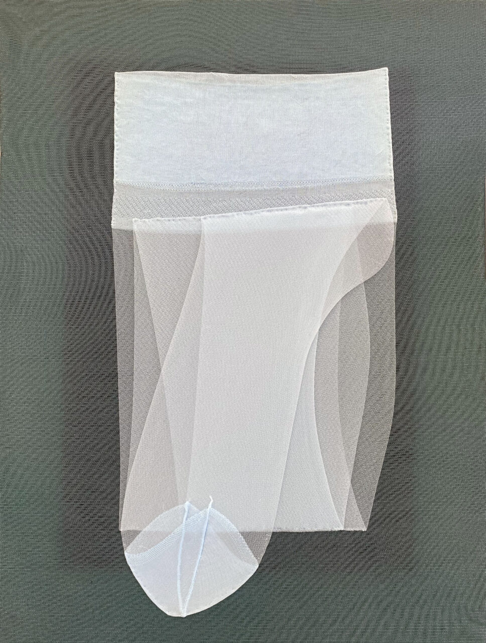 Ingeburg Nr. 26, Original 1960er-Jahre Feinstrumpf-Nylons,  auf Petticoat drapiert und handgenäht,  40 × 30 × 4 cm, 2022