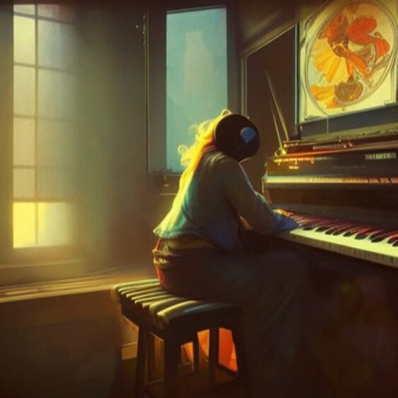 Musician Recording Music In Music Studio | adelineyeo | available artwork