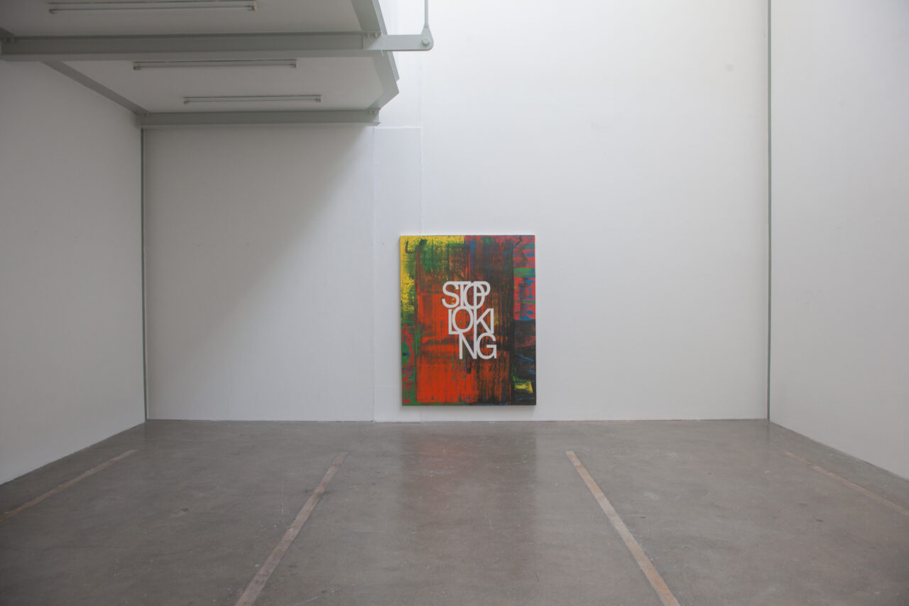 Untitled (Stop Looking no 2), 2018, oil on canvas, 150 cm x 180 cm