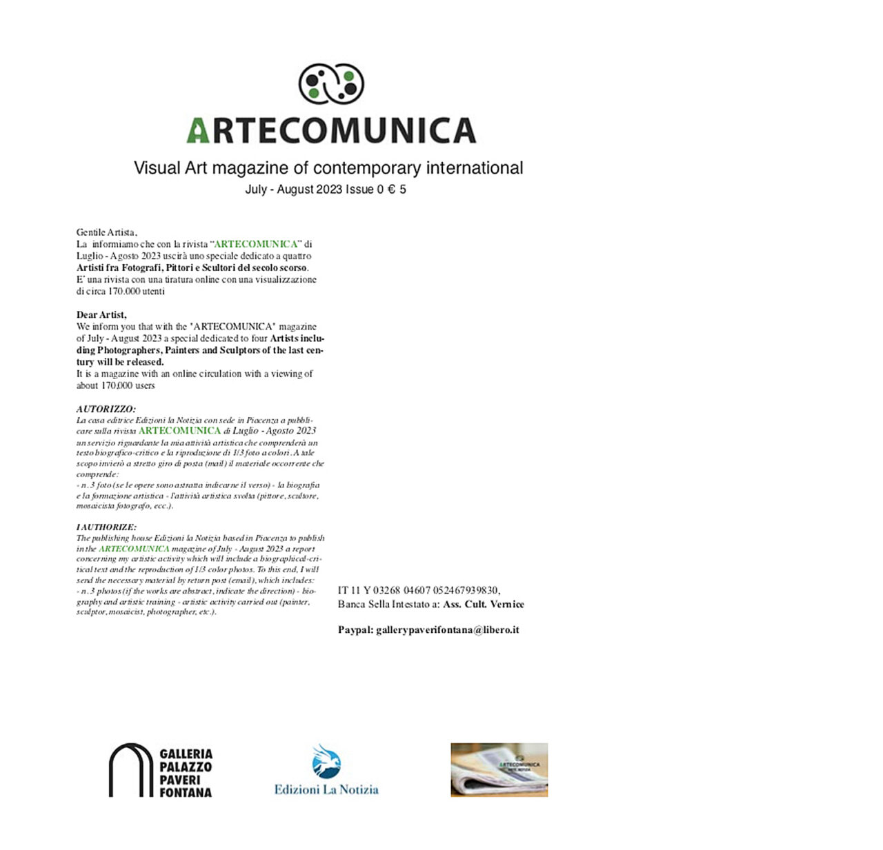 Artecomunica_Visual Art Magazine of Contemporary International July-August 2023