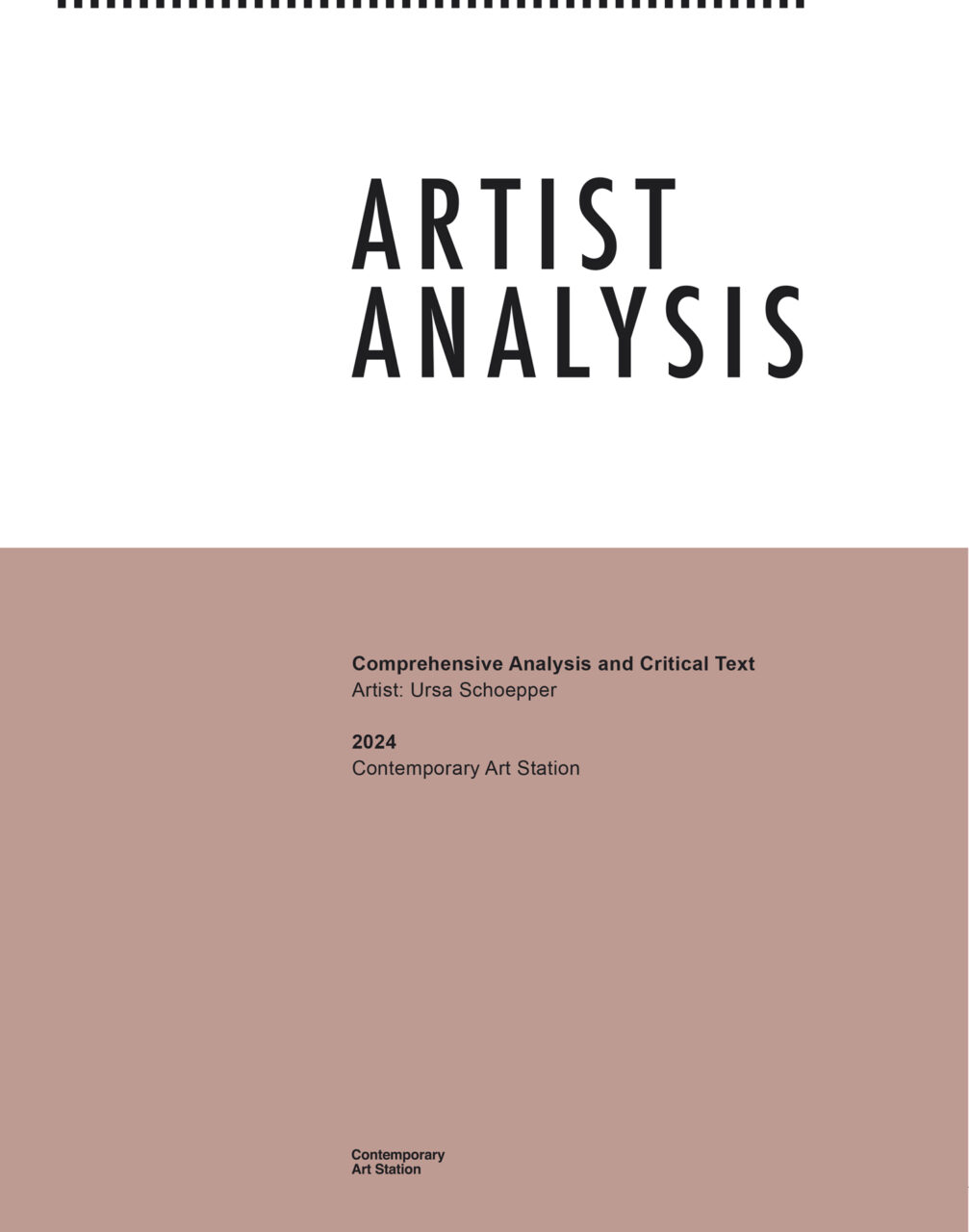 Comprehensive Analysis and Critical Text   Artist  Ursa Schoepper