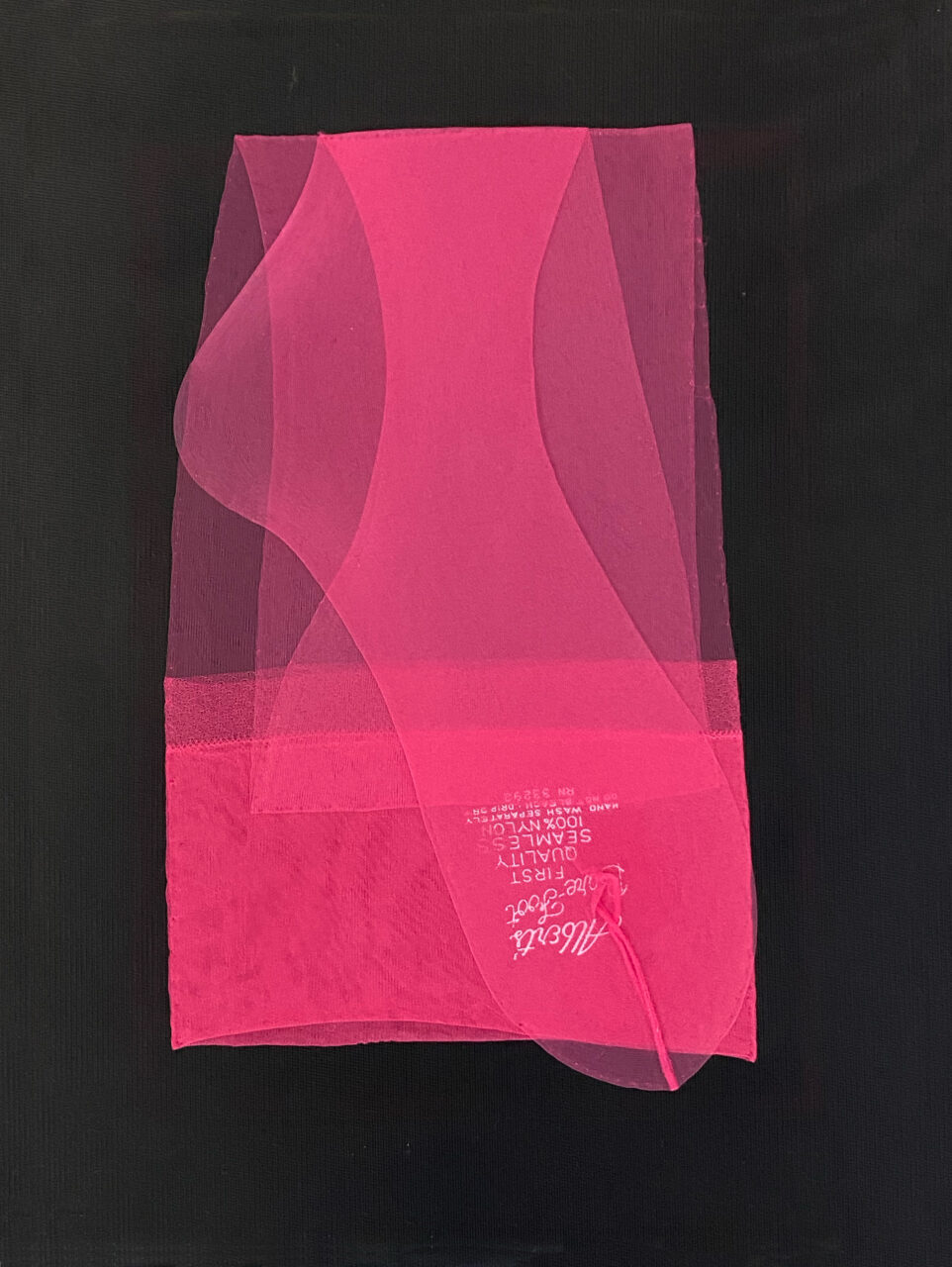 Ingeburg Nr. 22, Original 1960er-Jahre Feinstrumpf-Nylons,  auf Petticoat drapiert und handgenäht,  40 × 30 × 4 cm, 2022