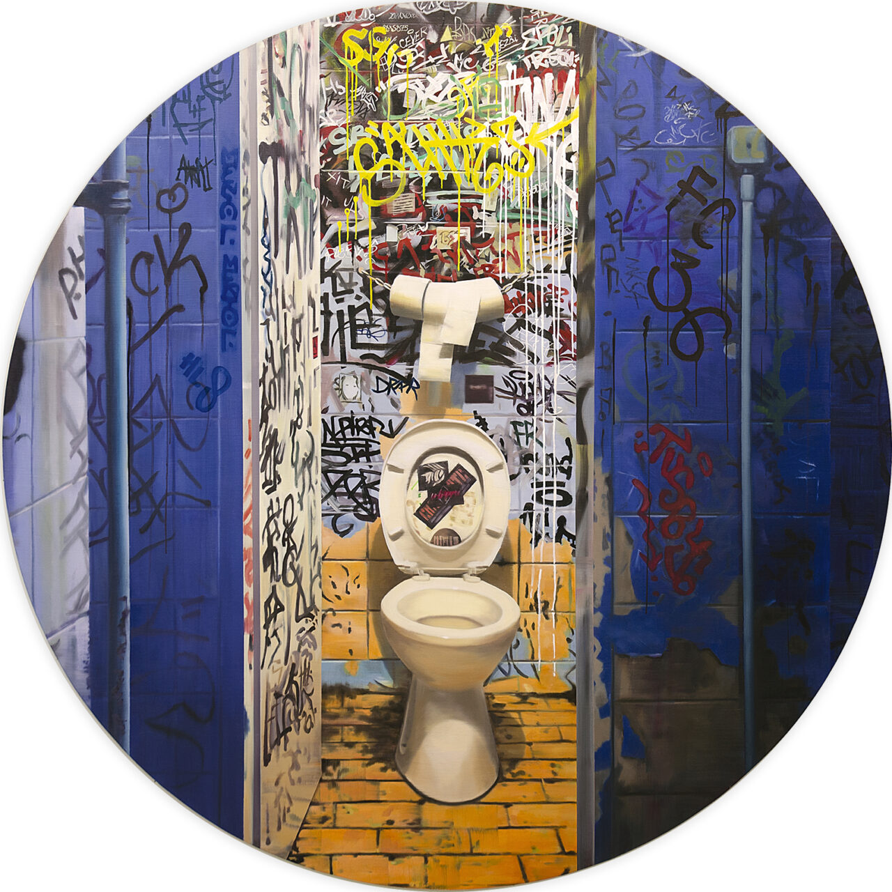 Road Trip into the Fat Corner (2020) Oi on Canvas, 200 cm diameter